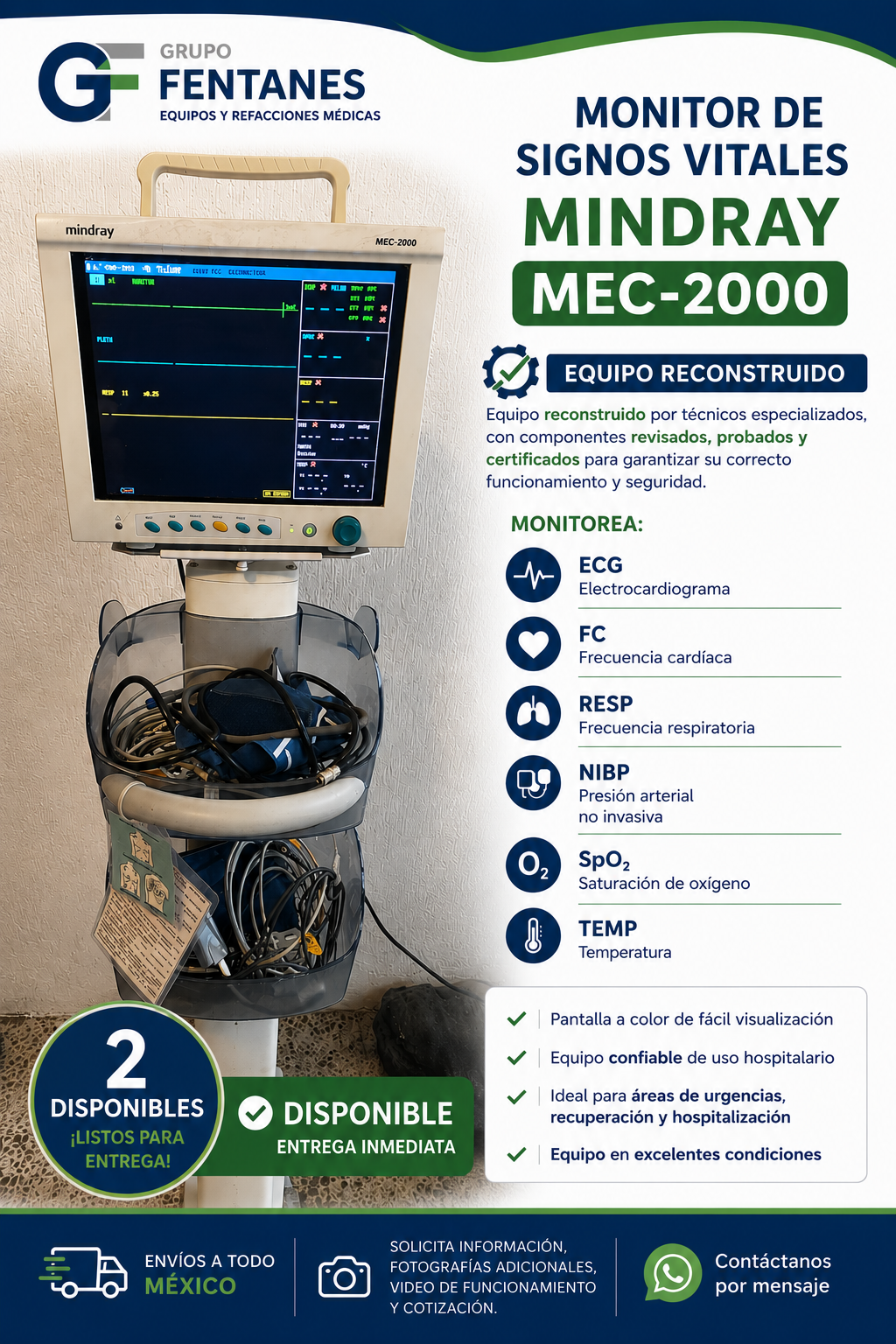 Monitor de Signos Vitales Mindray MEC-2000