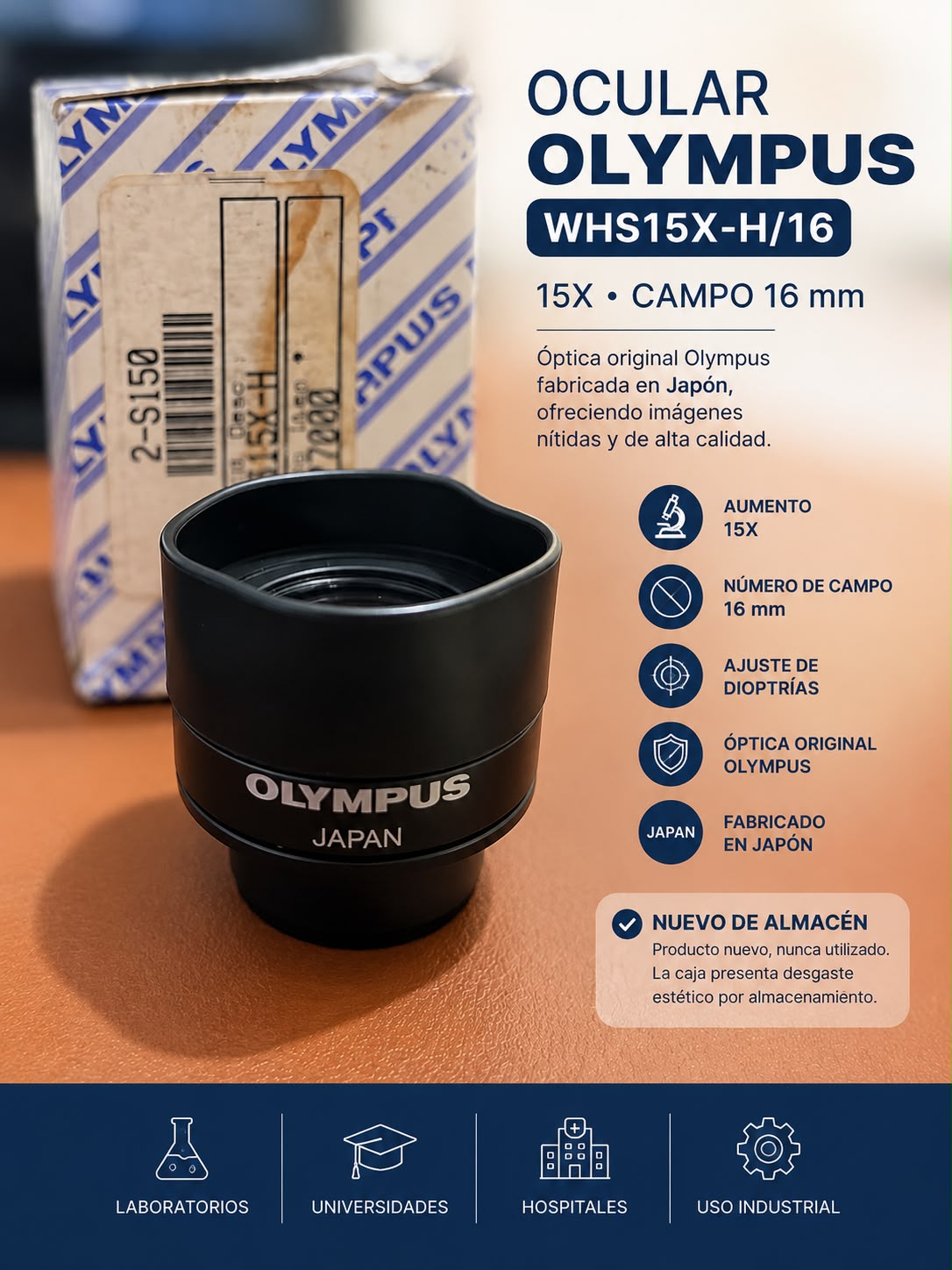 Ocular Olympus WHS15X-H/16 15X para Microscopio. Nuevo, original, almacenado.